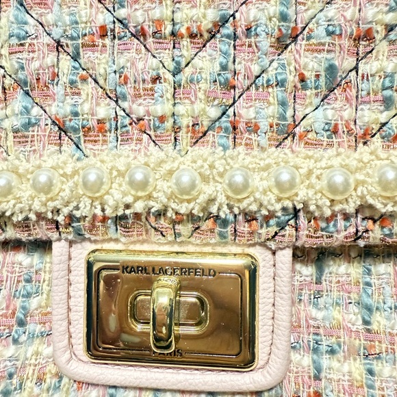 Karl Lagerfeld Cream Gold Quilted Shoulder Bag sling bag amazing bag - Picture 5 of 12